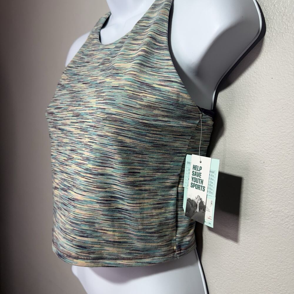 DSG Shelf Bra Tank Girls XL 16 Momentum Top Teal Burst Space Dye NWT - Picture 2 of 12